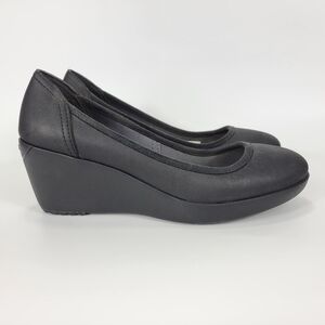 Crocs Marin Colorlite 3 Inch Wedge High Heels Womens Size 10 Black 200873